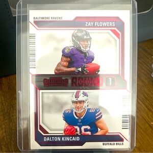 2023 Panini Contenders - Round Numbers Bronze #9 Zay Flowers, Dalton Kincaid RC